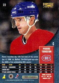 1996-97 Pinnacle - Foil #22 Pierre Turgeon Back