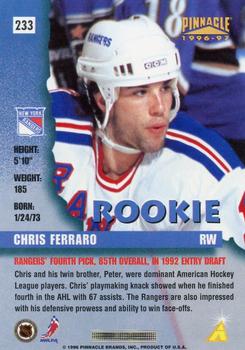 1996-97 Pinnacle - Foil #233 Chris Ferraro Back