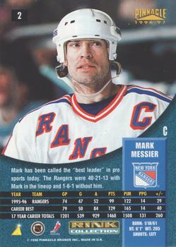1996-97 Pinnacle - Rink Collection #2 Mark Messier Back