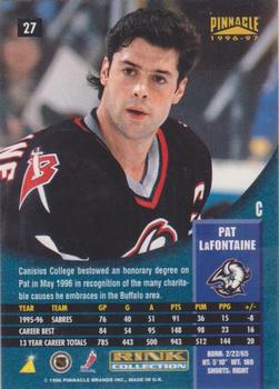 1996-97 Pinnacle - Rink Collection #27 Pat LaFontaine Back