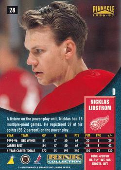 1996-97 Pinnacle - Rink Collection #28 Nicklas Lidstrom Back