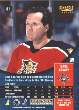 1996-97 Pinnacle - Rink Collection #81 Dave Lowry Back