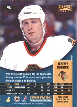1996-97 Pinnacle - Rink Collection #98 Jeremy Roenick Back