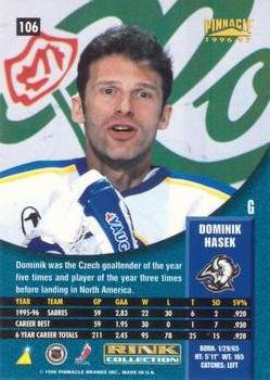 1996-97 Pinnacle - Rink Collection #106 Dominik Hasek Back