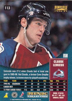 1996-97 Pinnacle - Rink Collection #113 Claude Lemieux Back