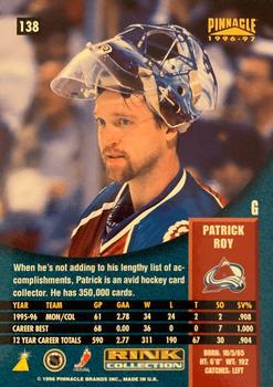 1996-97 Pinnacle - Rink Collection #138 Patrick Roy Back
