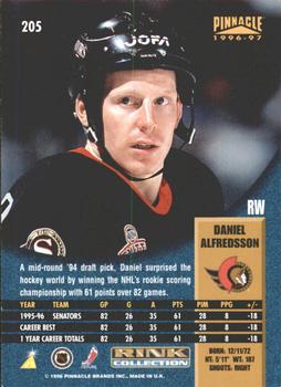 1996-97 Pinnacle - Rink Collection #205 Daniel Alfredsson Back