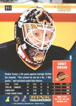 1996-97 Pinnacle - Rink Collection #211 Corey Hirsch Back