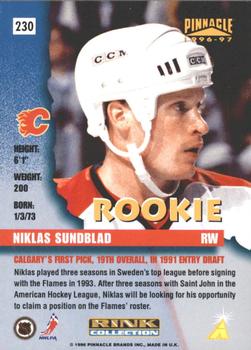 1996-97 Pinnacle - Rink Collection #230 Niklas Sundblad Back