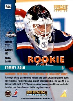 1996-97 Pinnacle - Rink Collection #244 Tommy Salo Back