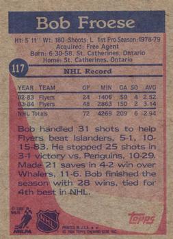 1984-85 Topps #117 Bob Froese Back