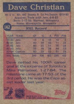 1984-85 Topps #142 Dave Christian Back