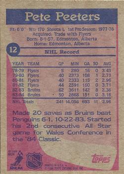 1984-85 Topps #12 Pete Peeters Back