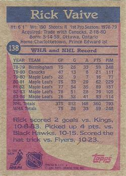 1984-85 Topps #138 Rick Vaive Back