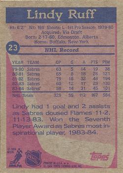 1984-85 Topps #23 Lindy Ruff Back
