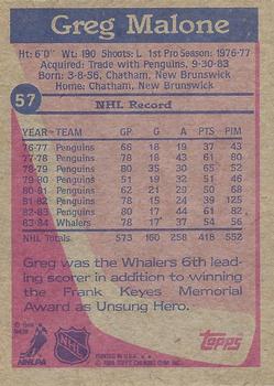 1984-85 Topps #57 Greg Malone Back