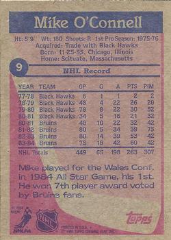 1984-85 Topps #9 Mike O'Connell Back