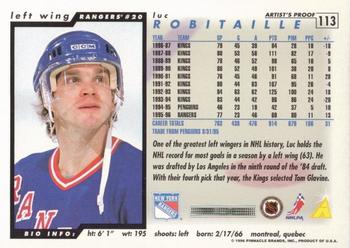 1996-97 Score - Artist's Proofs #113 Luc Robitaille Back