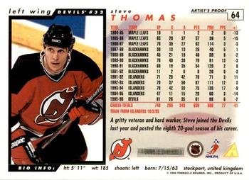 1996-97 Score - Dealer's Choice Artist's Proofs #64 Steve Thomas Back