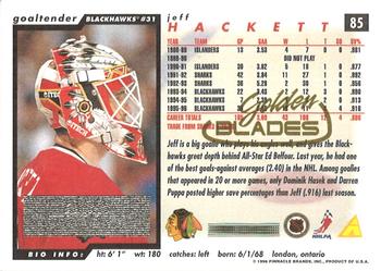 1996-97 Score - Golden Blades #85 Jeff Hackett Back