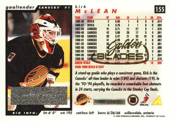 1996-97 Score - Golden Blades #155 Kirk McLean Back