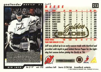 1996-97 Score - Golden Blades #213 Jeff Reese Back