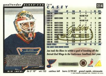 1996-97 Score - Golden Blades #214 Jon Casey Back
