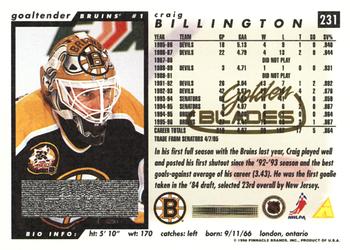 1996-97 Score - Golden Blades #231 Craig Billington Back
