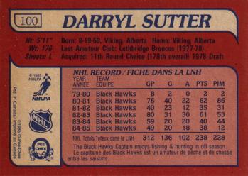 1985-86 O-Pee-Chee #100 Darryl Sutter Back
