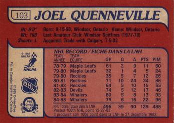 1985-86 O-Pee-Chee #103 Joel Quenneville Back