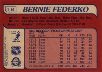 1985-86 O-Pee-Chee #104 Bernie Federko Back