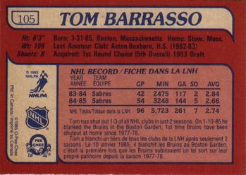 1985-86 O-Pee-Chee #105 Tom Barrasso Back