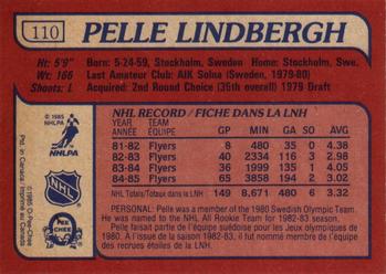 1985-86 O-Pee-Chee #110 Pelle Lindbergh Back