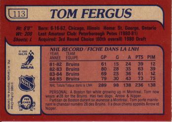 1985-86 O-Pee-Chee #113 Tom Fergus Back