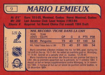 1985-86 O-Pee-Chee #9 Mario Lemieux Back