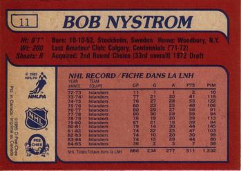 1985-86 O-Pee-Chee #11 Bob Nystrom Back