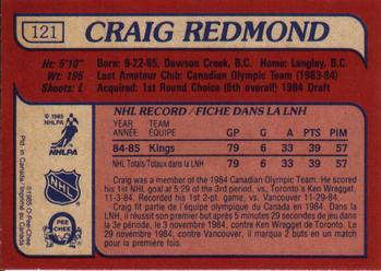 1985-86 O-Pee-Chee #121 Craig Redmond Back