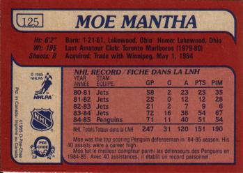 1985-86 O-Pee-Chee #125 Moe Mantha Back