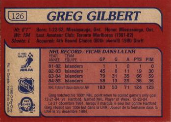 1985-86 O-Pee-Chee #126 Greg Gilbert Back