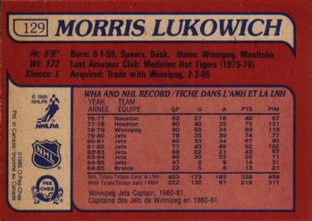 1985-86 O-Pee-Chee #129 Morris Lukowich Back