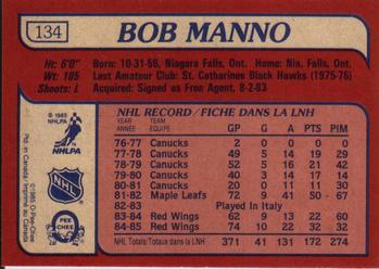 1985-86 O-Pee-Chee #134 Bob Manno Back