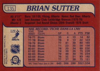 1985-86 O-Pee-Chee #135 Brian Sutter Back