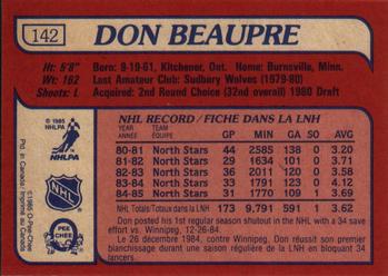 1985-86 O-Pee-Chee #142 Don Beaupre Back