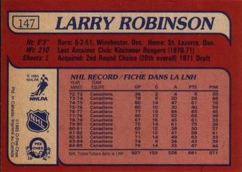1985-86 O-Pee-Chee #147 Larry Robinson Back