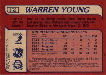 1985-86 O-Pee-Chee #152 Warren Young Back