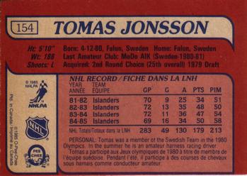 1985-86 O-Pee-Chee #154 Tomas Jonsson Back