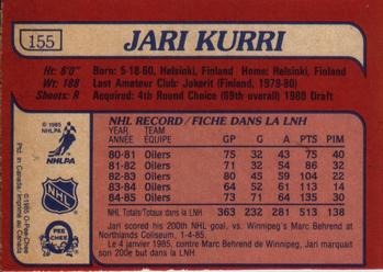 1985-86 O-Pee-Chee #155 Jari Kurri Back