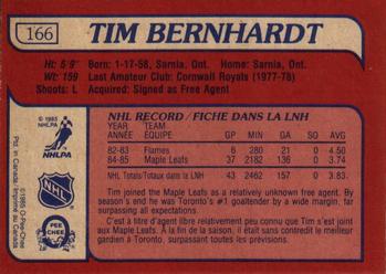 1985-86 O-Pee-Chee #166 Tim Bernhardt Back