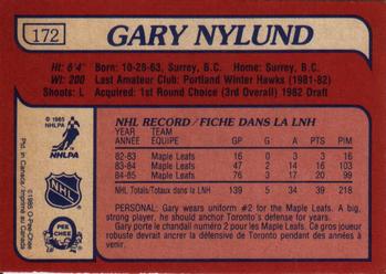 1985-86 O-Pee-Chee #172 Gary Nylund Back