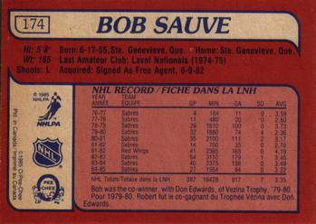 1985-86 O-Pee-Chee #174 Bob Sauve Back